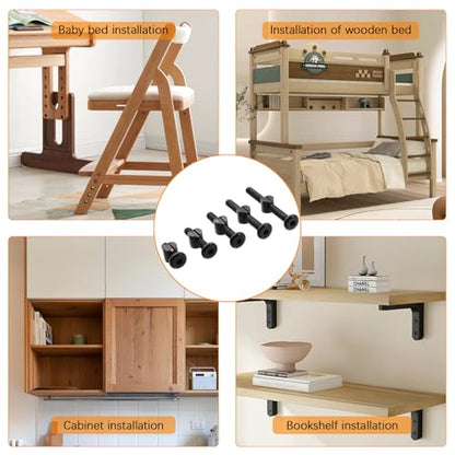 30 Set Crib Screws Replacement Set,Bed Frame Bolts and Nuts Kit,Hex Socket Cap Furniture Screws & Barrel Nuts for Beds Furniture Headboards Crib Hardware Replacement Kit, M6x20/30/40/50/60mm Wrench - size: Black-M6x20/30/40/50/60mm-30 Sets
