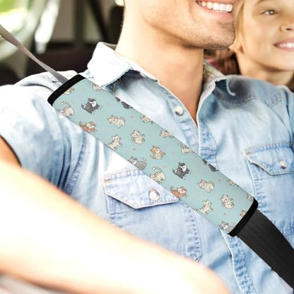 2 Pack Cute Cat Heart Blue Car Seat Belt Pad Breathable Shoulder Harness Cover for Adult Use, Stroller Pushchair High Chair, Pressure Relief - color: Pattern 265