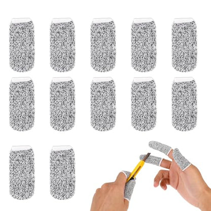 Ptwola 12 Pcs Cut Resistant Finger Cots Anti-Slip Finger Sleeve Protectors Reusable Thumb Anti-Cut Fingertips Covers Protection Guards Glove for Kitchen Sculpture Work Garden Picking