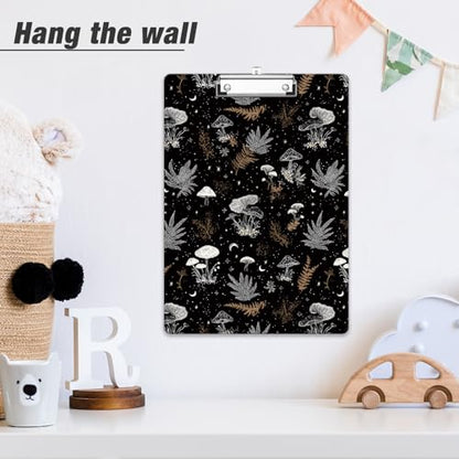 Rimilak Wood Clipboard, 8.5x11 Hardboard Clip Board, Mushroom Flower | Fun Design, Cute Custom Pattern, 9 x 12.5 in Letter Size for Classroom, Teachers, Kid, Woman, School & Office Supply - color: Mushroom Flower