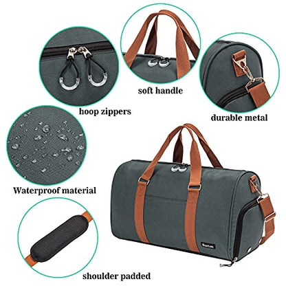 Sports Gym Bag with Shoe Compartment&Wet Pocket,Travel Duffel bag,Weekend Bag,Workout Bag Suitable for Men and Women - color: dark grey