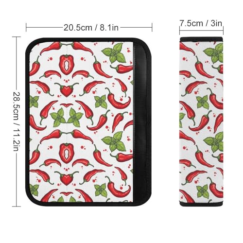 2PCS Chili Peppers Print Car Seat Belt Pad Universal Fit Seat Belt Covers Cushion for Kids, Car Seats Pushchair Strollers High Chair Pushchair, Easy Install (No Tool) - color: Pattern 822
