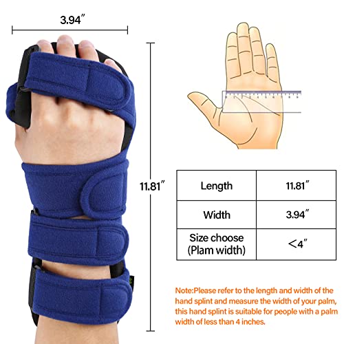 Stroke Resting Hand Splint Right&Left Resting Hand Splint with Finger Separator Functional Night Immobilizer Wrist Finger Brace for Carpel Tunnel Pain,Sprain Fracture,Tendonitis (Left,Blue) - color: Left,Blue
