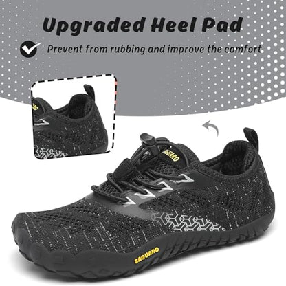 SAGUARO Kids' Barefoot Shoes Boys Girls Quick Dry Aqua Athletic Sneakers Lightweight Sport Footwear Toddler Water Shoes - color: All Black, size: 11 Little Kid