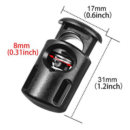 DYZD Plastic Cord Locks End Spring Stop Toggle Stoppers Multi-Colour (10PCS, Black) - color: Black