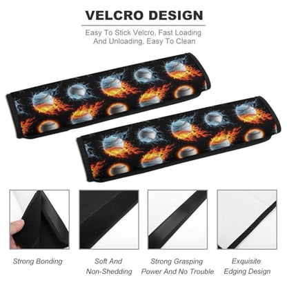 2 Pack Fire Water Baseball Car Seat Straps Shoulder Pads Soft Padded Seat Belt Cushion for Kids, All Vehicles, Pressure Relief - color: Pattern 269