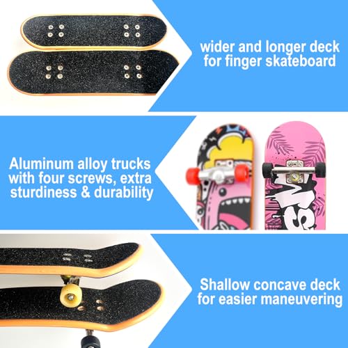 6 PCS Pro Shallow Concave Fingerboard Set | Mini Finger Skateboard Starter Kit with Display Stand | Exquisite Finger Sports Party Favors & Fun Novelty Gift(Special Edition)