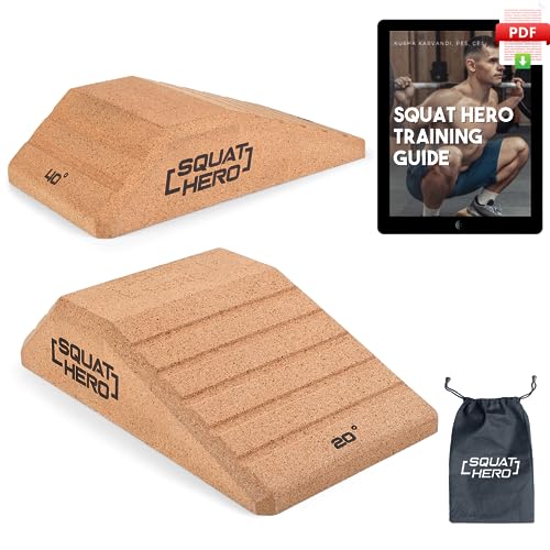 Cork Squat Wedge Block, Pack of 2 | For Knees Over Toes and Weight Lifting, Patent Pending Non-Slip Slant Board for Deadlift, Calf Stretcher
