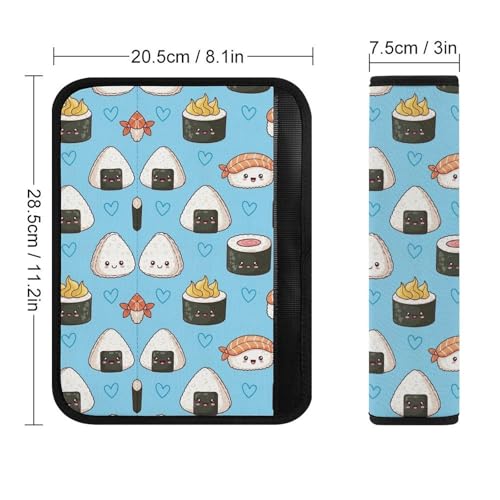 Universal Soft and Comfortable Car Seat Straps Shoulder Pads for Girls and Boys, Most Cars, 1 Pair Cute Blue Sushi Harness Pads Strap Comfortable Driving - color: Pattern 1098