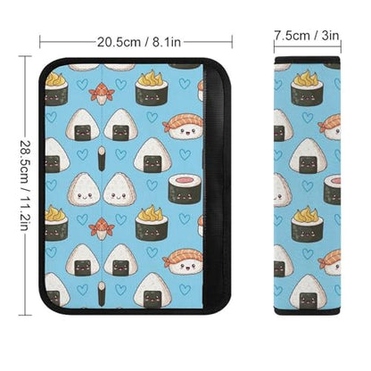 Universal Soft and Comfortable Car Seat Straps Shoulder Pads for Girls and Boys, Most Cars, 1 Pair Cute Blue Sushi Harness Pads Strap Comfortable Driving - color: Pattern 1098