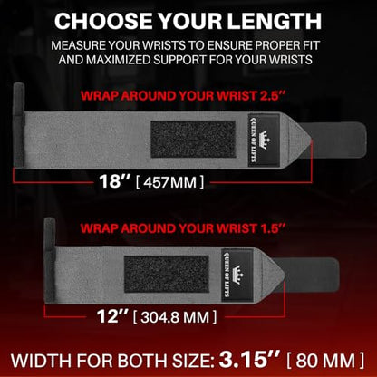 TECEUM Weightlifting Wrist Wraps with Thumb Loop – Gray – Beast Mode – 18 inch – Heavy-Duty Workout Wrist Support & Protection – Ideal for Powerlifting, Strength Training, Bodybuilding