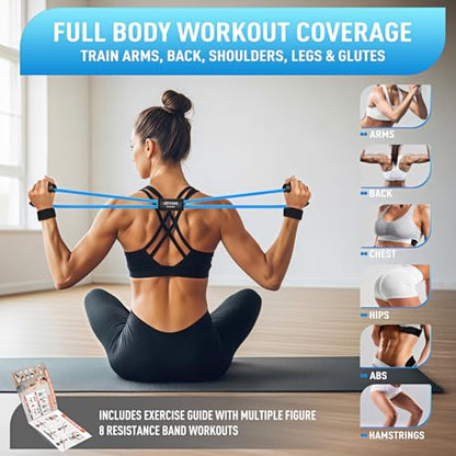 Figure 8 Fitness Resistance Bands with Handles - Exercise Bands Set of 3 for Arm and Shoulder Stretch, Physical Therapy, Yoga, Pilates, Rope 8 Word Elastic for Women and Men