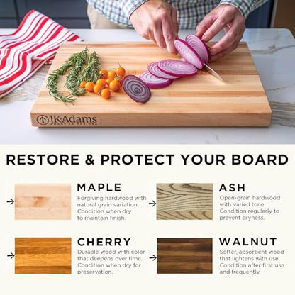 J.K. Adams Maple Artisan Plank Serving Board with Handle, 20" x 6" | Wood Charcuterie & Cheese Board, Wooden Tray for Food Prep and Presentation - size: 20"L x 6"W