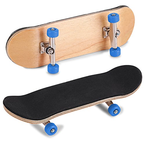 fuwinkr Complete Fingerboard, Maple Wood Mini Fingerboard with Upgraded Components, Reduce Pressure, Gifts for Kids, 3.78 x 1.1 inch (Dark Blue)