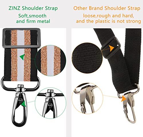 ZINZ Bag Shoulder Strap, Padded Adjustable Shoulder Strap Replacement - color: Black Gold, size: 57"