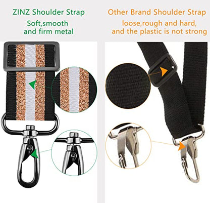 Bag Shoulder Strap, Padded Adjustable Shoulder Strap Replacement - color: Black Gold, size: 57"