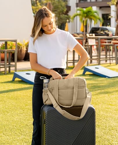 Gym Bag for Women, Travel Duffle Bags with Wet Pocket, Lightweight Carry on Bag Overnight Weekender Duffel Bag, Water Resistant (Camel) - color: Camel