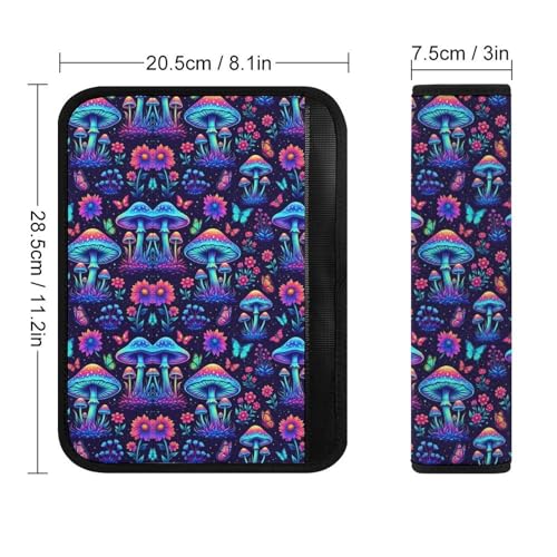2 Piece Universal Fit Seat Belt Cover for Adult Use, Most Cars, Gothic Hippie Trippy Magic Mushroom Seat Belt Covers Cushion, Shock Absorption - color: Pattern 240