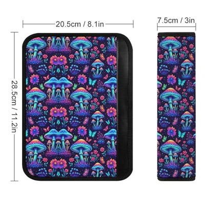 2 Piece Universal Fit Seat Belt Cover for Adult Use, Most Cars, Gothic Hippie Trippy Magic Mushroom Seat Belt Covers Cushion, Shock Absorption - color: Pattern 240
