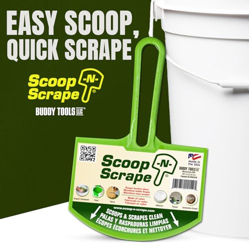 Buddy Tools Scoop-N-Scrape Bucket Scoop | Efficient Bucket Scoop for 5-Gallon Buckets - Curved Bucket Trowel - Heavy-Duty Nylon - Scrapes Clean