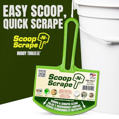 Buddy Tools Scoop-N-Scrape Bucket Scoop | Efficient Bucket Scoop for 5-Gallon Buckets - Curved Bucket Trowel - Heavy-Duty Nylon - Scrapes Clean