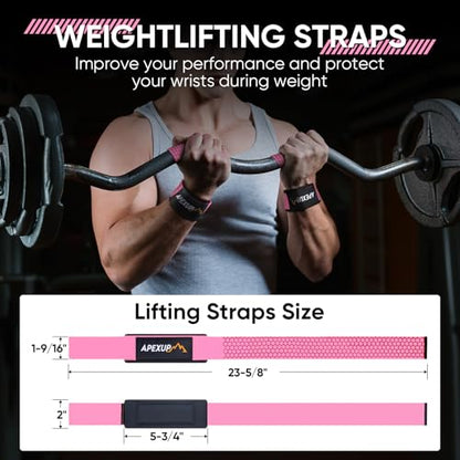 Weight Lifting Straps for Weightlifting, Lifting Wrist Straps Gym, Deadlift Strap, Anti Slip Silicone Weightlifting Strap Men Women Powerlifting, Strength Training - color: Pink, size: 2 Pair