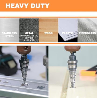 1/2" 1/2" 7/8" Quick Change M2 Step Drill Unibit Set - size: Set (1/2", 1/2" & 7/8")