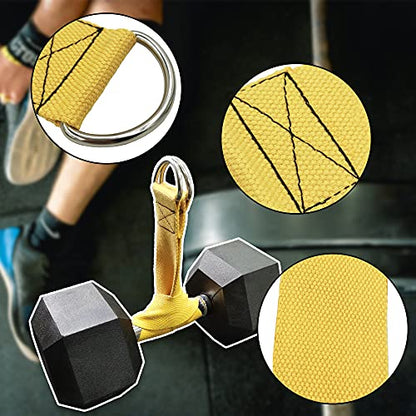 J Bryant Fitness Dumbbell Loading Strap for Dip Belt Weight Plate Loading Strap Heavy Duty Weight Belt Accessories - color: Yellow
