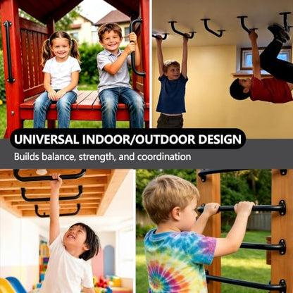 Monkey Bars Indoor Playground Handles 17inch, Heavy Duty Ceiling Grab Bars for Climbing Frames, Wall Ladders, Treehouses and Swing Set Accessories (6-Pack) - color: Black