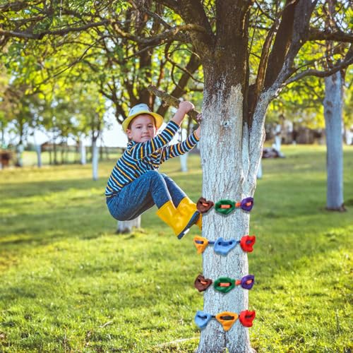 Youeon 18 Pcs Tree Climbing Holds with 6 Ratchet Straps, Outdoor Tree Climbing Kit, Outdoor, Backyard, Gym, Obstacle Course Training