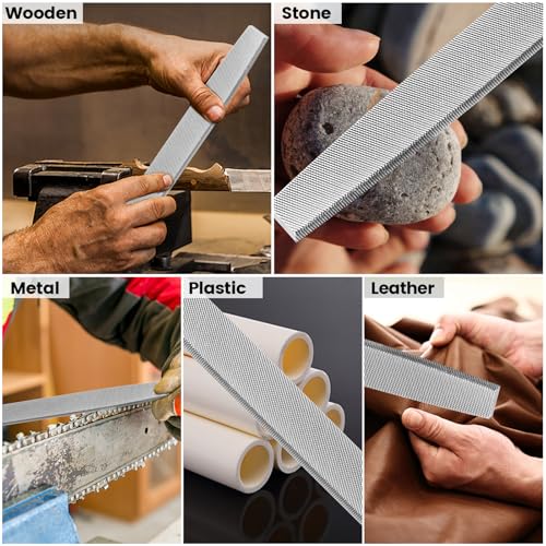 8 Inch Flat Hand Metal File, Metal Files for Steel with Ergonomic Handle, Durable High Carbon Steel Files Tools for Metal Wood and Stone Trimming, Shaping, Bastard File with Uniform Teeth - color: 1PCS 8Inch Flat Metal File(Black+Yellow)