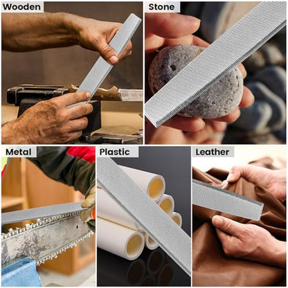 8 Inch Flat Hand Metal File, Metal Files for Steel with Ergonomic Handle, Durable High Carbon Steel Files Tools for Metal Wood and Stone Trimming, Shaping, Bastard File with Uniform Teeth - color: 1PCS 8Inch Flat Metal File(Black+Yellow)