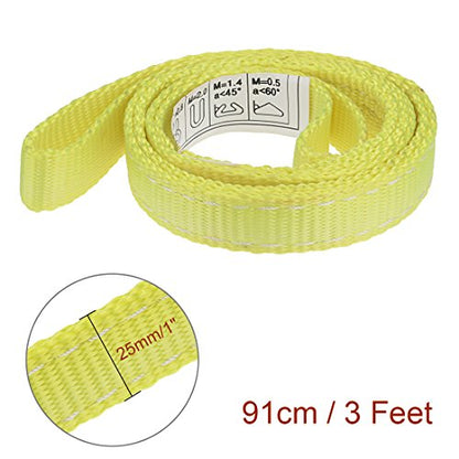 uxcell 3 feet Lifting Straps 2200 lbs Lift Sling Tow Rope Eye to Eye Webbing Sling Forklift Truck for Tree Work Moving Furniture