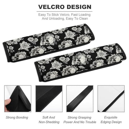 1 Pair Dark Floral Skeleton Gothic Skull Seat Belt Shoulder Pad Soft Padded Seat Belt Cushion for Adult Use, Stroller Pushchair High Chair, Pressure Relief - color: Pattern 747