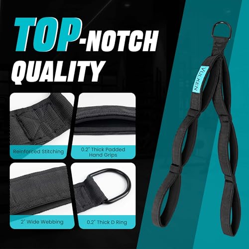 Vulken Tricep Rope Cable Attachment. 28.7 Inch & 22 Inch Two Lengths Built in One Pull Down Rope - color: ‎Black-Three Lengths