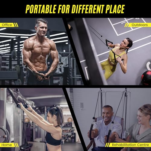 Concho Weight Pulley System, Upgraded Cable Pulley System Gym with Adjustable Weight Cable&Detachable Handles, Workout Pulley System for LAT Pulldown Triceps Biceps Curl Chest Home Gym Attachments