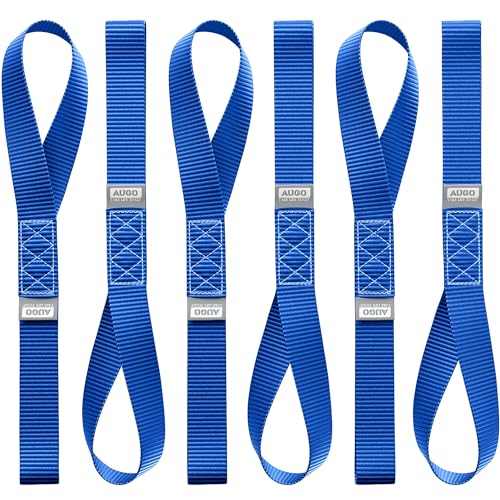 AUGO Heavy Duty Soft Loops –Pack of 6-1.5” x 17” Tie Down Anchor Straps for Use w/Ratchet Strap Hooks – 3000Lb Load Capacity & 10,000Lb Break Strength – Great for Motorcycle, Bike, Roof Rack, Etc. - color: Blue, size: 17 Inch