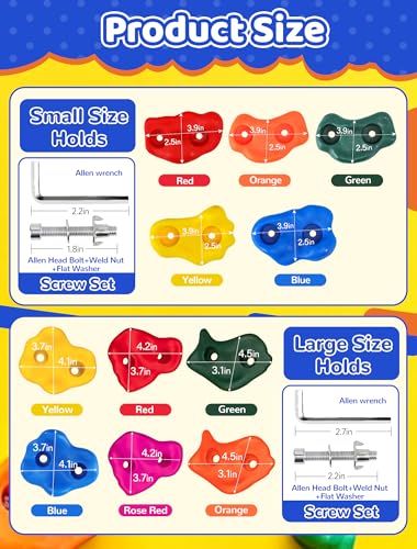 Trymaker Rock Climbing Holds, 30PCS Climbing Wall for Kids (Small Size) | Climbing Set for Kids & Adult Indoor and Outdoor - size: Small Size-30pcs