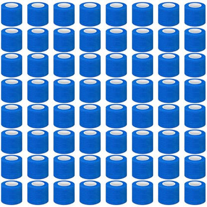Treela 64 Pack 2 Inch X 5 Yard Self Adherent Cohesive Wrap Bandages Breathable Athletic Tape Self Adhesive Bandage Tape Elastic Rolls for Wrist Ankle(Blue) - color: Blue, size: 2 Inch X 5 Yard