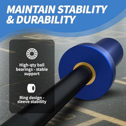 Egles Kids Barbell 5.5LB Mini Barbell Bar 4ft for Kid Women & Beginners Weighted Bar - Compatible with 2-Inch Weight Plates, for Strength Training Gym Weight Lifting, Multi-Color Training Bar - color: Blue Sleeve Black Bar
