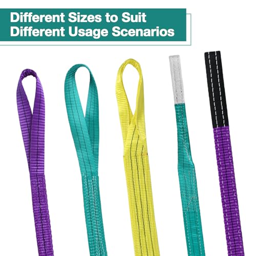 Lift Sling Straps,1" x 2' 2-Ply Heavy Duty Flat Eye Lift Slings | Polyester Lifting Strap Tree Saver Recovery Strap Web Sling Rigging Moving Tow Hoist Gear Straps Kit 3200 lb 2600 lb 6400 lb - color: Purple, size: 1" x 2’