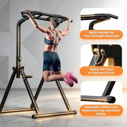 ZENOVA Pull Up Bar, Multi-Function Pull Up Dip Bar Station, Home Gym Workout Strength Training Equipment for Men Women Muscle Building - color: Foldable Pull Up