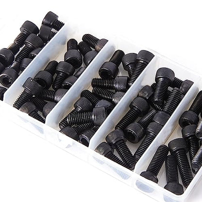 M8 x 12mm 16mm 18mm 20mm 25mm Hex Socket Head Cap Screws Bolts, 12.9 Grade Alloy Steel, Black Oxide Finish, Metric Allen Drive, Fully Threaded, Assortment Kit 50Pcs - size: Socket M8x12-25 mm