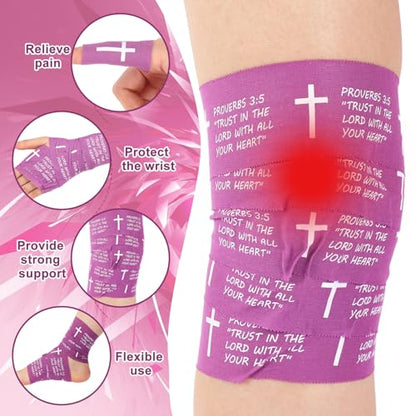 MiniInflat 2 Pcs Christian Cross Athletic Tape Sports Tape 2in x 23ft Religion Jesus Wrist Wrap for Soccer Football Baseball, Gift for Graduation Teacher Nurses Week Pentecost(Purple,Proverbs) - color: Purple, style: Proverbs