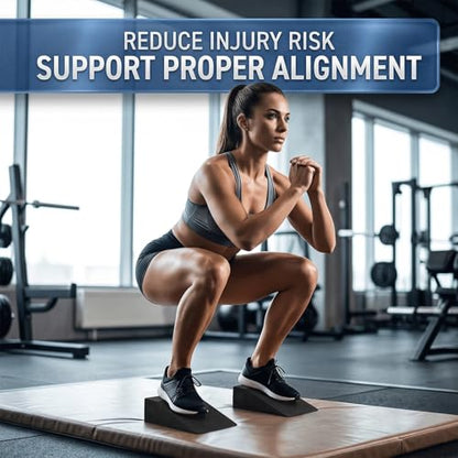 Squat Wedge Block for Heel Elevated Squat Weightlifting Calf Stretcher Slant Board for Mobility Balance and Strength Performance Pack of 2