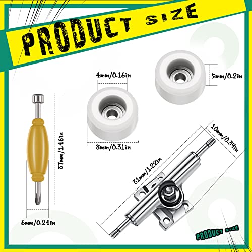 Zhehao 8 Pcs Fingerboard Bearing Wheels Standard Fingerboard Tool CNC Lathed Bearing Wheels Screwdriver and 2 Pcs Nut Driver for 34 mm Wide Decks Finger Skateboard Trucks(White) - color: White