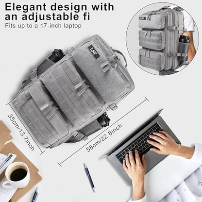 LHI Tactical Military Backpack for Men and Women 25L/35L Army Assault Pack Bag Small Rucksack with Bottle Holder - color: 50l-shoe Compartment(grey), size: Large