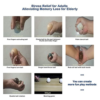 LLY 2`` Hand Exercise Ball, Chinese Baoding Ball, Hand Therapy Ball, Adult Stress Relief Massage Ball, Alleviating Memory Loss (Xiuyan Jade)
