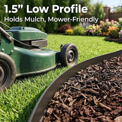 Gardzen 1.5" x80' Landscape Edging Kit with 100 Spikes | Garden Edging Coil for Lawn Borders and Landscape Projects, Easy No Dig Installation with Durable Ground Stakes Included - size: 80ft
