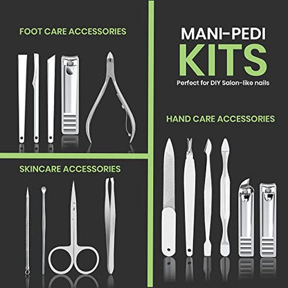 Utopia Care Manicure Set Professional Nail Clippers Kit | 16-Piece Manicure & Pedicure Nail Kit Gift Set for Men Women with Fingernail & Toenail Clippers, Premium Travel Case - color: Green, size: Pack of 16